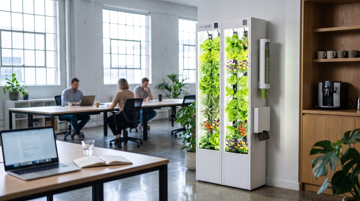 two white urbans units beside the pantry of a co-working space
