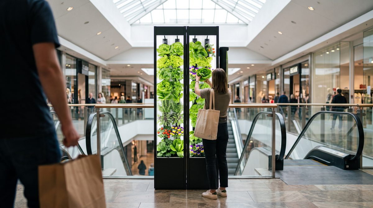 two urbans units as a kiosk in a mall atrium